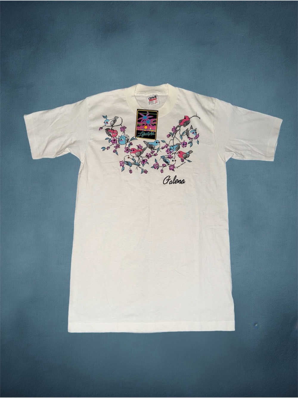 Vintage 90s anvil lifestyles graphic bird white t-shirt size XL youth